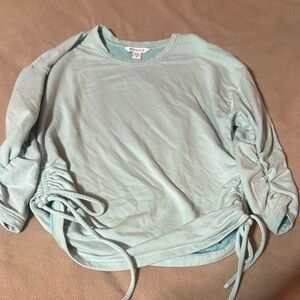 Athleta Light Blue Ruched Sleeve Sweatshirt